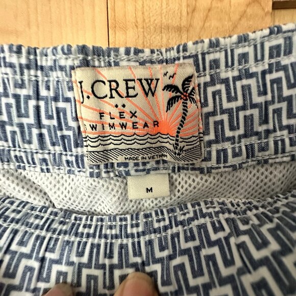 J. Crew Men's Flex 6" Swim Trunks Shorts Pockets Geometric Maze Print Size M - Picture 4 of 7